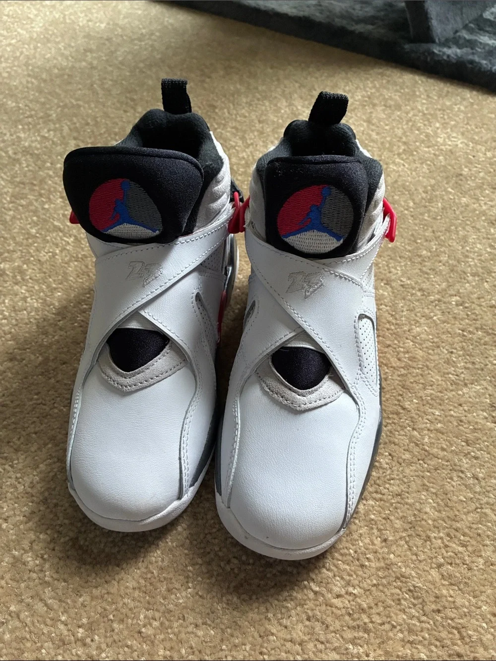 White Basketball Sneakers with Red & Gray Accents Jordan bug bunny
